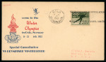 Stamp of Olympics » 1952 Oslo 1951 (Nov 8) Olympic illustrated envelope with 15+5o Olympic stamp tied by "OSLO / GRUNERLOKKA" Olympic slogan