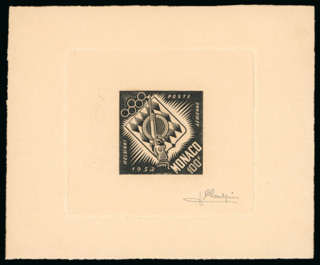 Stamp of Olympics » 1952 Helsinki Monaco: 1952 Olympic issue group, incl. 7 die proofs signed by the artists