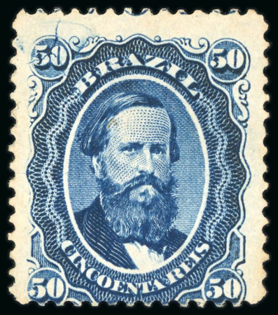 Stamp of Brazil » 1866-83 Dom Pedro » 1866 "Black Beard" Issue 1866, 50r blue, a phenomenal assembly comprising 15