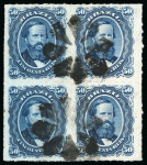 Stamp of Brazil » 1866-83 Dom Pedro » 1866 "Black Beard" Issue 1876, 50r blue, block of four, block of four used 