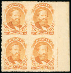 Stamp of Brazil » 1866-83 Dom Pedro » 1876 Roulette "Black Beard" Issue 1876, 500r orange, block of four from the right of