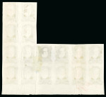 Stamp of Brazil » 1866-83 Dom Pedro » 1877-78 Roulette "White Beard" Issue 1878, 300r ochre, imperforate plate proofs on India in rejoined corner-sheet block of 16