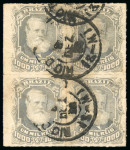 Stamp of Brazil » 1866-83 Dom Pedro » 1877-78 Roulette "White Beard" Issue 1878, 1,000r grey slate, block of four from the left