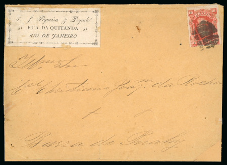 Stamp of Brazil » 1866-83 Dom Pedro » 1877-78 Roulette "White Beard" Issue 1877, 10r vermilion, tied by cork cancel on printed