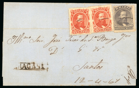 Stamp of Brazil » 1866-83 Dom Pedro » "Dom Pedro" Lots and Collections 1866-78. An remarkable assembly of postal history comprising 150 covers from the three "Dom Pedro" Issues