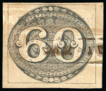 Stamp of Brazil » 1843 Bull's Eyes 1843, 60r black, intermediate impression, "PARATY" & "DIAMANTINA" oval hs