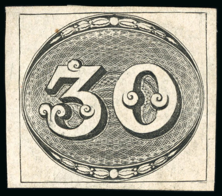 Stamp of Brazil » 1843 Bull's Eyes 1843, 30r black, intermediate impression, unused without