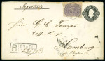 Stamp of Brazil » Later Issues 1878-90, lot of three items including two scarce 1867 "Dom Pedro" 200r black postal stationery envelopes to Germany