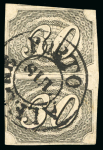 Stamp of Brazil » 1844-46 Slanting Figures 1844, 30r black on "Bull's Eyes" paper, type I, two