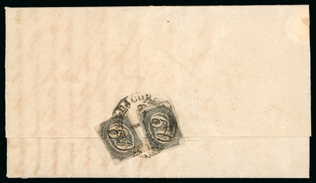 Stamp of Brazil » 1844-46 Slanting Figures 1844, 60r black, intermediate impression, two examples on entire from Rio