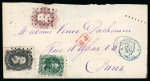 Stamp of Brazil » 1866-83 Dom Pedro » 1866 "Black Beard" Issue 1866, 20r, 100r & 200r on single rate cover to France