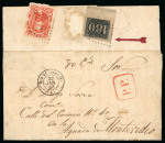 Stamp of Brazil » 1850-66 Upright Figures 1866, 180r black, in unique combination with "Dom Pedro" 10r on cover