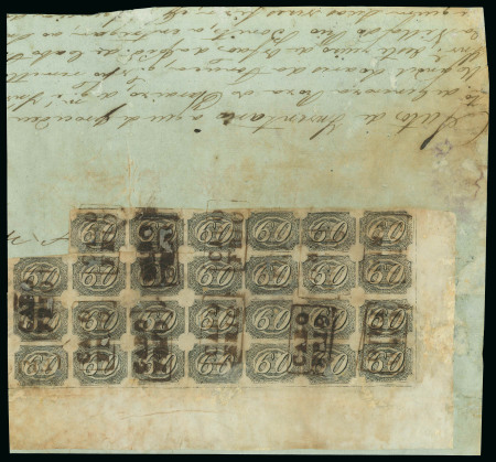 Stamp of Brazil » 1844-46 Slanting Figures 1845, 60 black type II,  the largest 60 réis multiple known on any kind of postal document