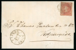 Stamp of Chile » General issues 1856-62, 5c Santiago "Estancos" orange-red on 1866 entire letter with "PAPUDO / CHILE / EST" handstamp