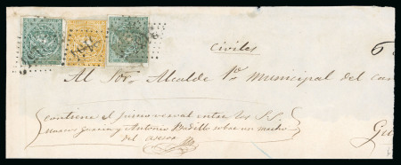 Stamp of Ecuador 1869-73, A UNIQUE COMBINATION FRANKING WITH SAME DENOMINATIONS  OF DIFFERENT STAMPS - A VERY RARE POSTAL FRAUD