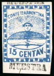 Stamp of Argentina » Argentine Confederation 1858, Small Figures, 5c red, 10c green (2) and 15c