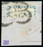 Stamp of Argentina » General issues 1858, Small Figures, 15c blue, one third cut horizontally and used as 5c