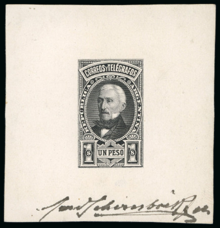 Stamp of Argentina » General issues 1889-91, "José de San Martín" 1p black, die proof
