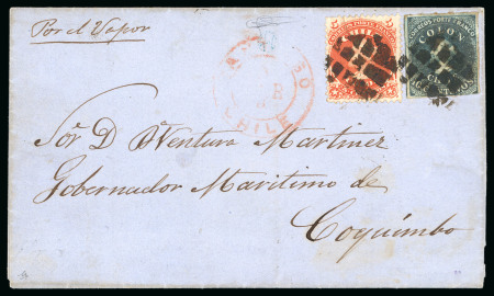 Stamp of Chile » General issues UNIQUE MIXED FRANKING "COLÓN" IMPERFORATE AND PERFORATED