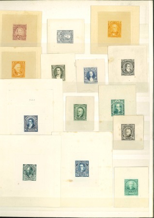 Stamp of Large Lots and Collections Argentina: 1889-91, "Sudamericana" Issue: assembly comprising 23 cut-out proofs on card