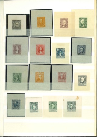 Stamp of Large Lots and Collections Argentina: 1889-91, "Sudamericana" Issue: assembly comprising 25 cut-out proofs on paper affixed to card,