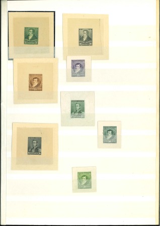Stamp of Large Lots and Collections Argentina: 1892-95, "Tres Próceres", group of 15 cut-out proofs