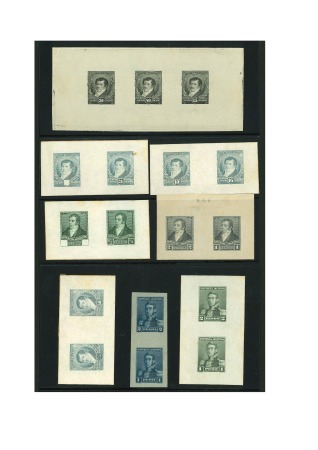 Stamp of Large Lots and Collections Argentina: 1892-95, "Tres Próceres", group of eight die proofs