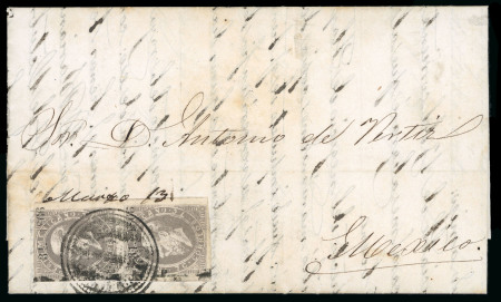 Stamp of Mexico Apam 7c lithographed pair on cover