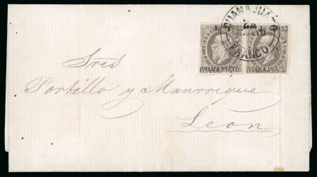 Stamp of Mexico Guanajuato 7c lithographed pair on cover  