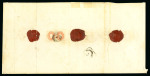 Stamp of Austria » Hungary (Ungarn) 1860 5Kr Red, 22 examples including 2 on reverse tied by Pápa 3/5 cds on large registered ten-fold weight envelope
