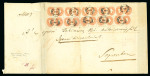 Stamp of Austria » Hungary (Ungarn) 1860 5Kr Red, 22 examples including 2 on reverse tied by Pápa 3/5 cds on large registered ten-fold weight envelope