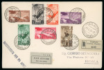 Stamp of Thematics » Sport and Games » Football 1934 World Cup: 1934 (Jun 19 & Jul 6) Three "Setaccioli" envelopes sent by registered airmail from Tripoli to Rome