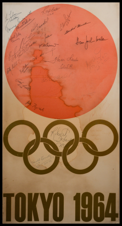 Stamp of Olympics » The Bob Christianson Collection of Olympic Posters 1964 Tokyo official logo poster, 55x102cm, affixed to board and signed by 26 athletes 