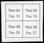 Stamp of Japan » 1872, Cherry Blossoms Native Paper 1873, 4 sen rose, plate 8, Government printing, block of four