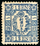Stamp of Japan » 1874, Cherry Blossoms, Foreign Paper, with syllabics 1874, 1 <mark>sen</mark> grey-blue, a full album page of syll. 1-12.