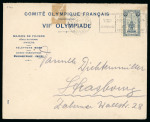 Stamp of Olympics » 1920 Antwerp During the Games: 1920 (Aug 30) French Olympic Committee printed envelope for the Games, sent to France