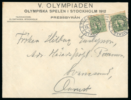 Stamp of Olympics » 1912 Stockholm » LBR. / STADION Cancels 14th Day: 1912 (Jul 12) Olympic Press Agency printed envelope with "STOCKHOLM / LBR. / STADION" stadium cds