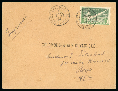 Stamp of Olympics » 1924 Paris » Covers and Cancellations Day of the Opening Ceremony: 1924 (Jul 5) Envelope sent from the Olympic Stadium