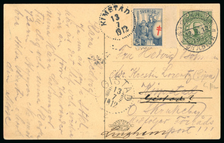 Stamp of Olympics » 1912 Stockholm » LBR. / STADION Cancels During the Games: 1912 (Jul 12) picture postcard sent from the stadium with "STOCKHOLM / LBR / STADION" cds