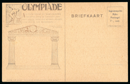 Stamp of Olympics » 1928 Amsterdam » Huygens Postal Stationery Cards (ordered by Series number) 1928 7 1/2c official postal stationery card by Huygens, proof in brown
