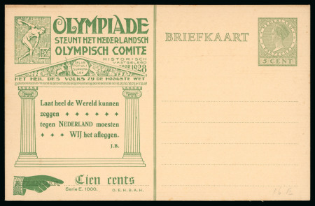 Stamp of Olympics » 1928 Amsterdam » Huygens Postal Stationery Cards (ordered by Series number) 1928 5c official postal stationery card by Huygens, group of 11 unused cards