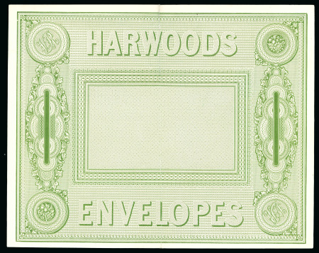 Stamp of Great Britain » Line Engraved Essays, Plate Proofs, Colour Trials and Reprints Harwoods envelopes essay in Green submitted by Charles