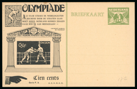 Stamp of Olympics » 1928 Amsterdam » Huygens Postal Stationery Cards (ordered by Series number) 1928 3c official postal stationery card by Huygens depicting Boxing (Serie F.3)