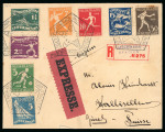 Stamp of Olympics » 1928 Amsterdam » Issued Stamps, Covers and Cancellations 1928 (Jul 11) envelope sent registered and express from the Olympic stadium with the complete Olympic set of 8