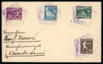 Stamp of Olympics » 1928 Amsterdam » Issued Stamps, Covers and Cancellations During the Games: 1928 (May 21) pair of envelopes sent with the complete Olympic set of 8, tied by the stadium "N2" pentagonal ds in violet