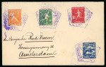 Stamp of Olympics » 1928 Amsterdam » Issued Stamps, Covers and Cancellations During the Games: 1928 (May 21) pair of envelopes sent with the complete Olympic set of 8, tied by the stadium "N2" pentagonal ds in violet