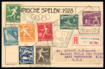 Stamp of Olympics » 1928 Amsterdam » Issued Stamps, Covers and Cancellations During the Games: 1928 (Aug 10) picture postcard sent registered to the USA with the complete Olympic set of 8