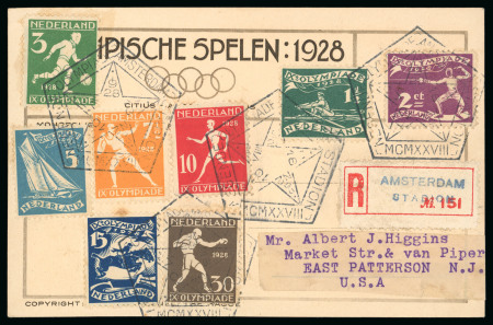 Stamp of Olympics » 1928 Amsterdam » Issued Stamps, Covers and Cancellations During the Games: 1928 (Aug 10) picture postcard sent registered to the USA with the complete Olympic set of 8