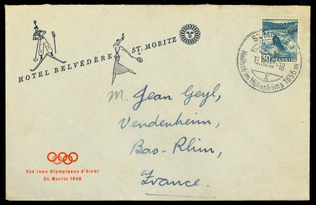Stamp of Olympics » 1948 St. Moritz 1948 St. Moritz group of covers, post office booklets, cancels, etc.