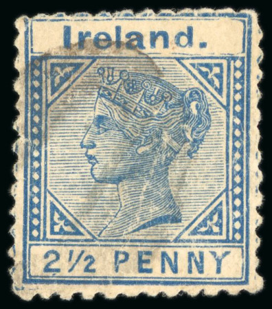 Stamp of Ireland » Forerunners (L1-L45) 1893, Colonial Design 2 1/2d blue, roughly perforated